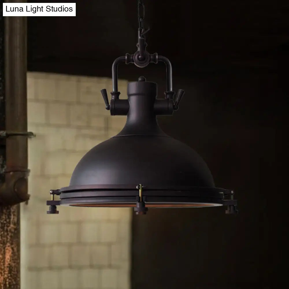 Industrial Iron Matte Black Pot Pendant Ceiling Light Single Dining Table Hanging Lamp Kit 12.5/16