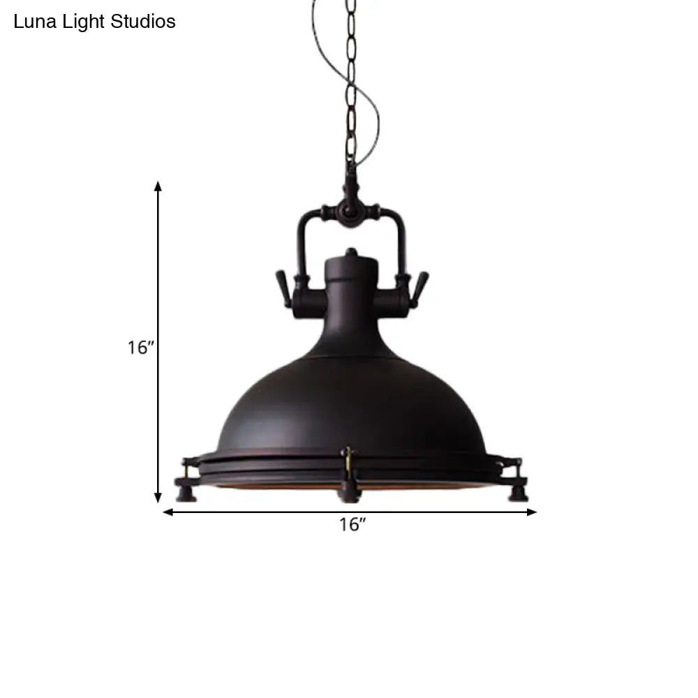 Industrial Iron Pot Pendant Light - Matte Black Single Hanging Lamp Kit For Dining Table
