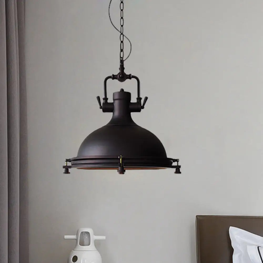 Industrial Iron Pot Pendant Light - Matte Black Single Hanging Lamp Kit For Dining Table
