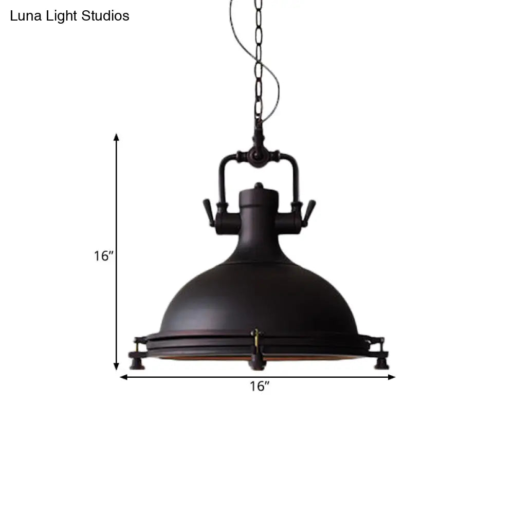 Industrial Iron Matte Black Pot Pendant Ceiling Light Single Dining Table Hanging Lamp Kit 12.5/16