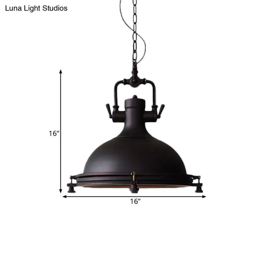 Industrial Iron Matte Black Pot Pendant Ceiling Light Single Dining Table Hanging Lamp Kit 12.5/16