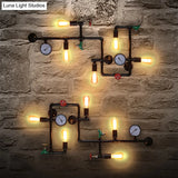 Industrial Iron Wall Sconce Lighting - Black Water Pipe Fixture For Restaurants