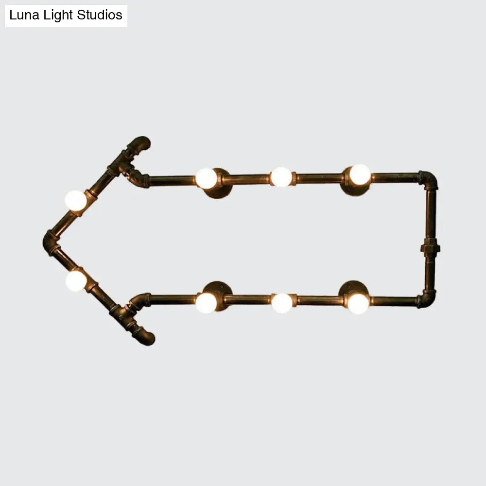 Industrial Iron Wall Sconce With Black/Copper Arrow Design & 8 Lights Living Room Book Rack Light