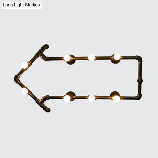 Industrial Iron Wall Sconce With Black/Copper Arrow Design & 8 Lights Living Room Book Rack Light
