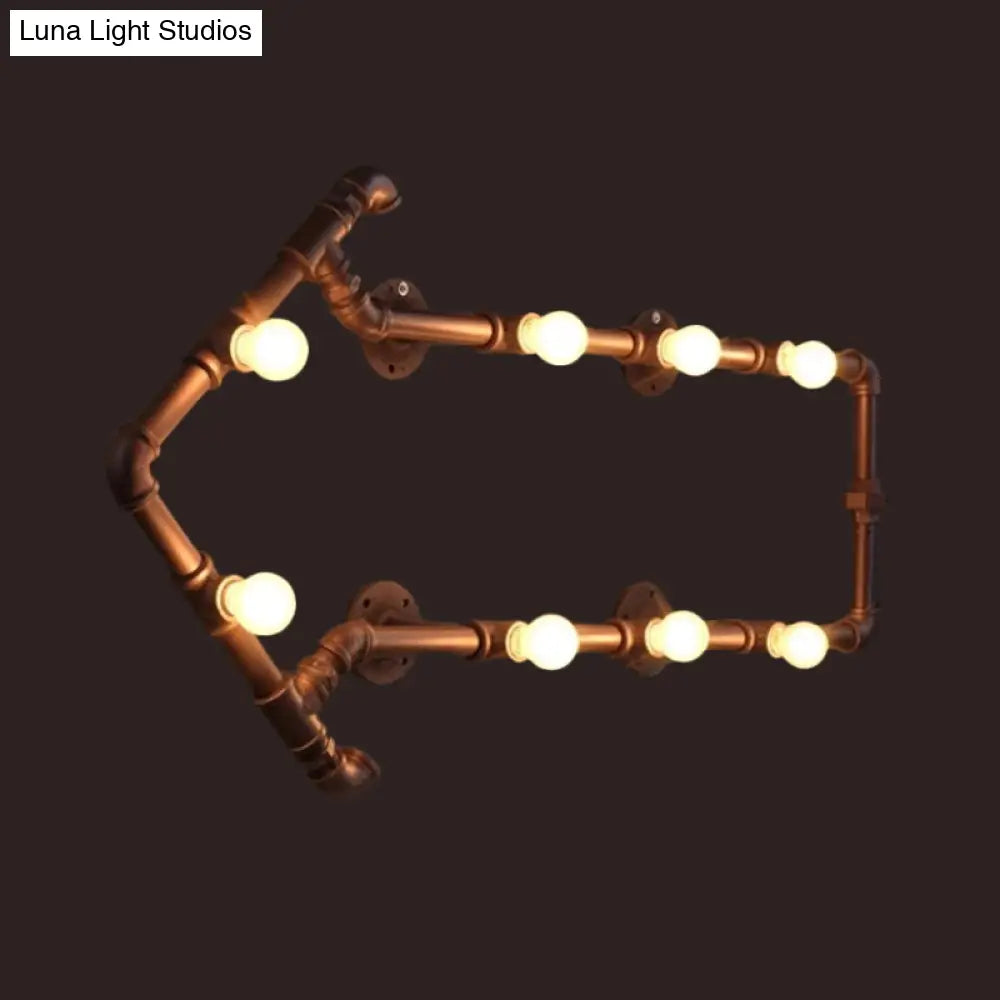 Industrial Iron Wall Sconce With Black/Copper Arrow Design & 8 Lights Living Room Book Rack Light