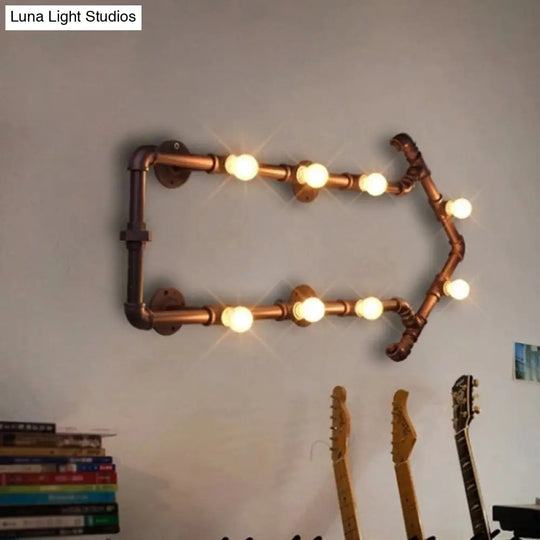 Industrial Iron Wall Sconce With Black/Copper Arrow Design & 8 Lights Living Room Book Rack Light