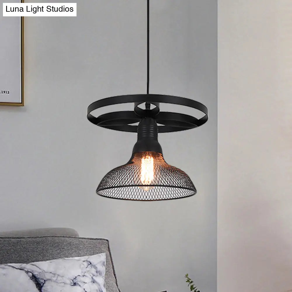 Mesh Domed Metal Pendant Lamp - Industrial Stylish Hanging Light Fixture