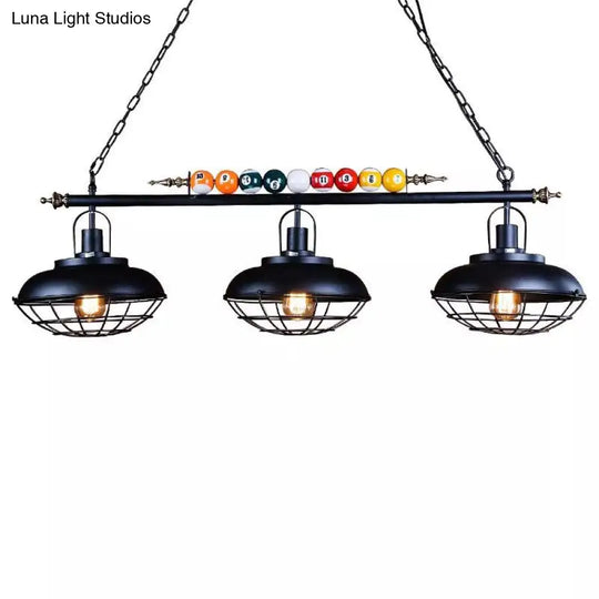 Industrial Metal Billiards Island Light For Restaurants With Bowl Shade