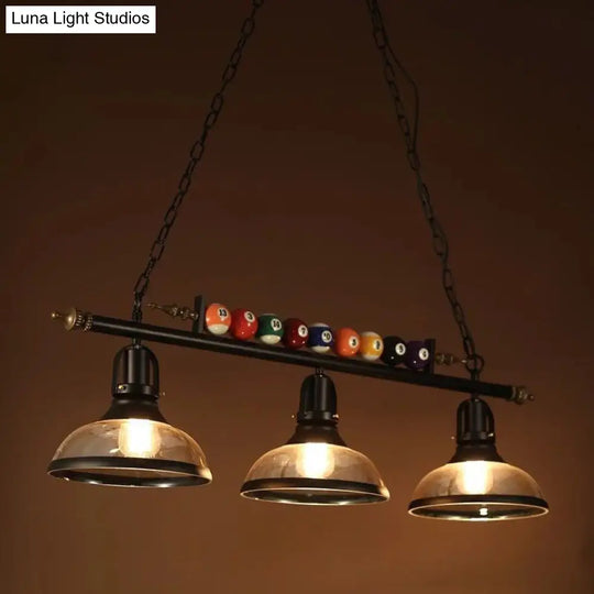 Industrial Metal Billiards Island Light For Restaurants With Bowl Shade