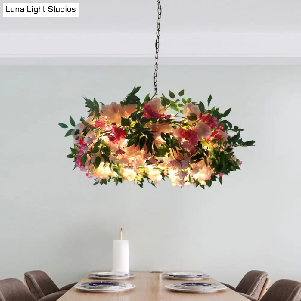 Industrial Metal Black Sputnik Pendant Chandelier: 5-Head Living Room Hanging Light Fixture With