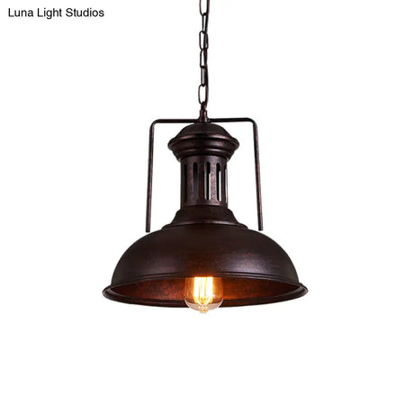 Industrial Metal Bowl Ceiling Lamp - Factory Style 1 Bulb Pendant Light 12.5’/16.5’ Width