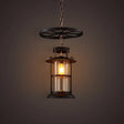 Industrial Metal Cage Pendant Lamp With Wheel Decoration - Black