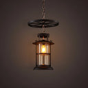 Industrial Metal Cage Pendant Lamp With Wheel Decoration - Black