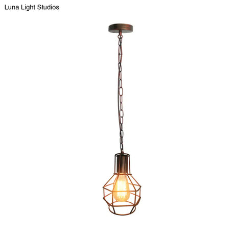 Industrial Metal Ceiling Pendant Light - Rust/Black Living Room