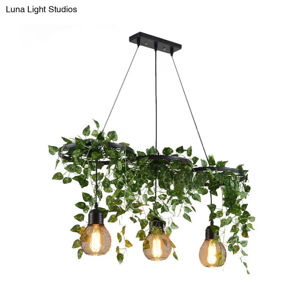 Industrial Metal Cluster Pendant With 3 Heads Warehouse Black Wheel Design Dining Room Hanging Lamp