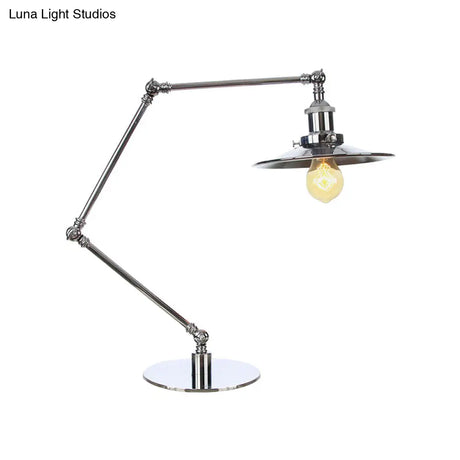 Industrial Metal Desk Light With Adjustable Arm And Chrome Finish For Study Rooms