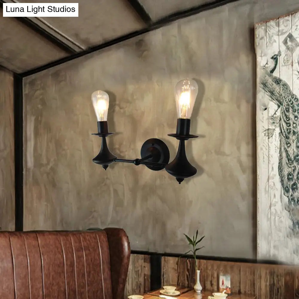 Industrial Metal Exposed Bulb Wall Sconce Light Fixture 1/2 For Dining Room