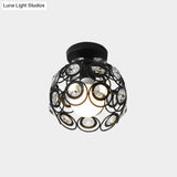 Industrial Metal Flush Ceiling Light Fixture - Cage Style Small Aisle 1 Head Black Flushmount