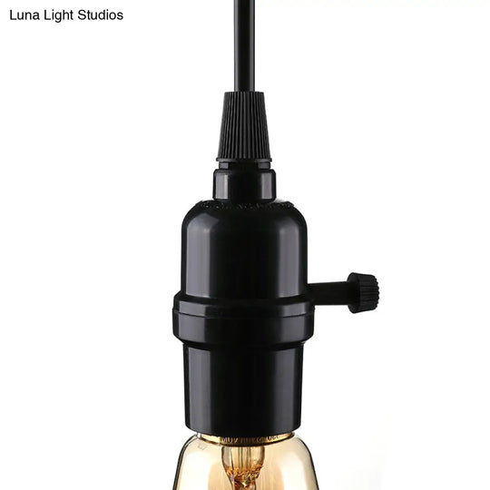 Industrial Metal Hanging Lamp With Adjustable Cord - Black Exposed Bulb Ceiling Fixture For