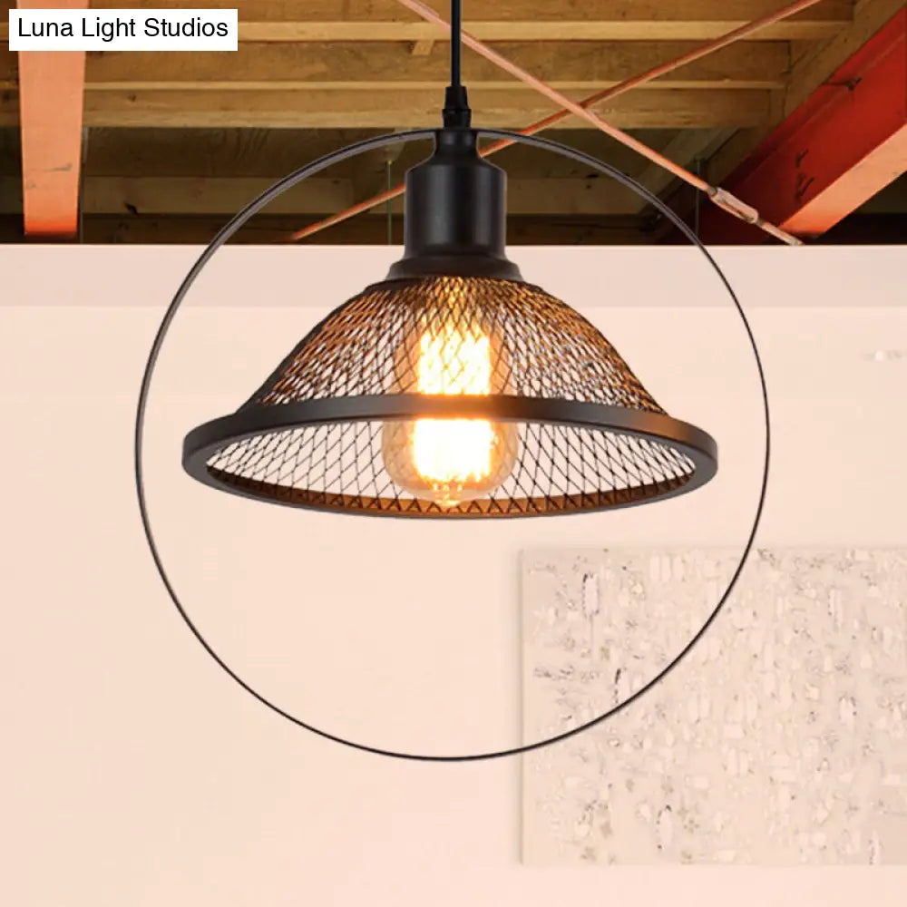 Industrial Black Metal Pendant Light For Living Rooms / Bell