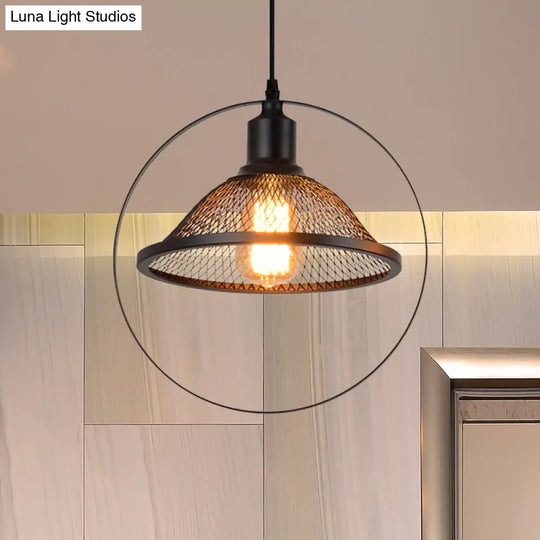 Industrial Black Metal Pendant Light For Living Rooms