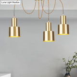 Industrial Metal Multi Pendant Light With Gold Finish - Tubular Living Room Ceiling Lamp