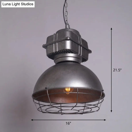 Industrial Metal Pendant Ceiling Lamp: Single-Shade Suspension Lighting For Bistro