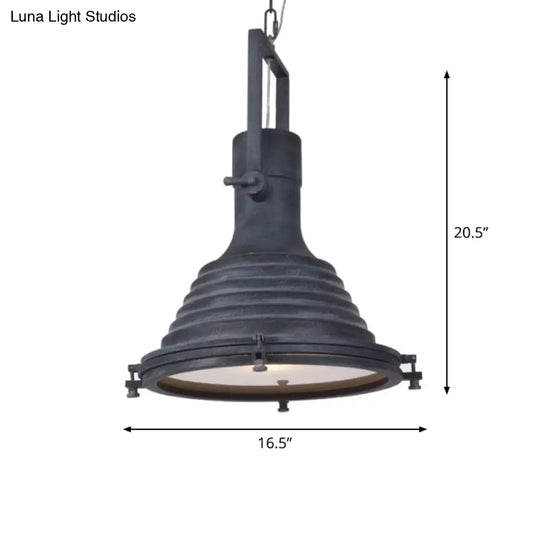 Industrial Metal Pendant Ceiling Lamp: Single-Shade Suspension Lighting For Bistro