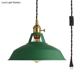 Industrial Metal Pendant Lamp: Stylish 1-Light Ceiling Light For Living Room With Plug-In Cord -