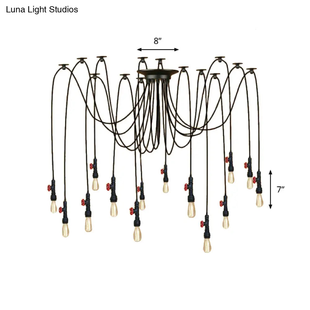 Industrial Metal Pendant Lamp With Valve And Pipe Design - Black 2/3 Lights Kitchen Ceiling Fixture