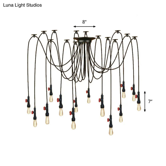 Industrial Metal Pendant Lamp With Valve And Pipe Design - Black 2/3 Lights Kitchen Ceiling Fixture