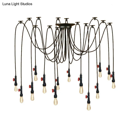 Industrial Metal Pendant Lamp With Valve And Pipe Design - Black 2/3 Lights Kitchen Ceiling Fixture
