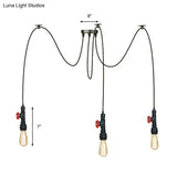 Industrial Metal Pendant Lamp With Valve And Pipe Design - Black 2/3 Lights Kitchen Ceiling Fixture