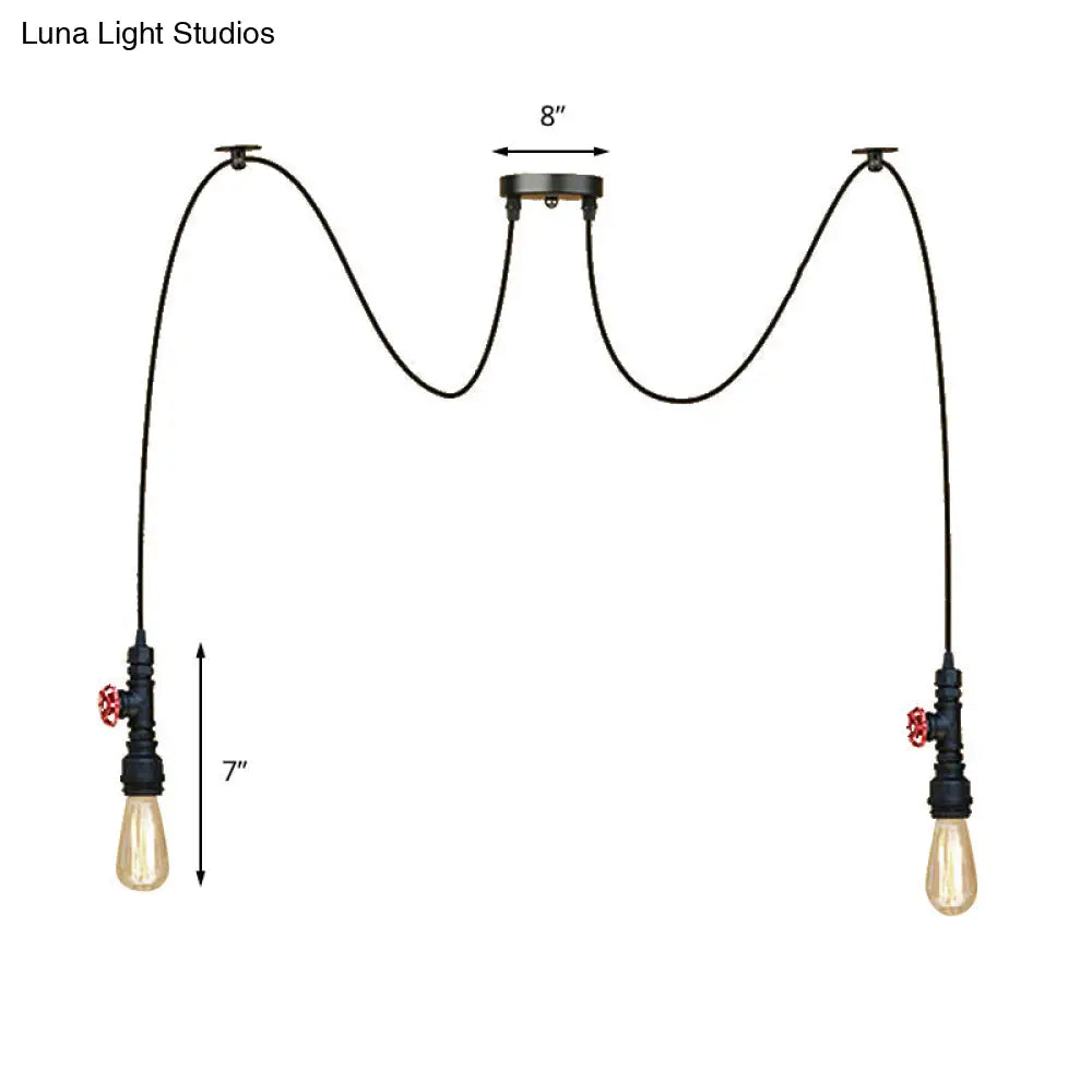 Industrial Style Black Pendant Lamp With Pipe Design And Valve For Kitchen