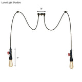 Industrial Metal Pendant Lamp With Valve And Pipe Design - Black 2/3 Lights Kitchen Ceiling Fixture