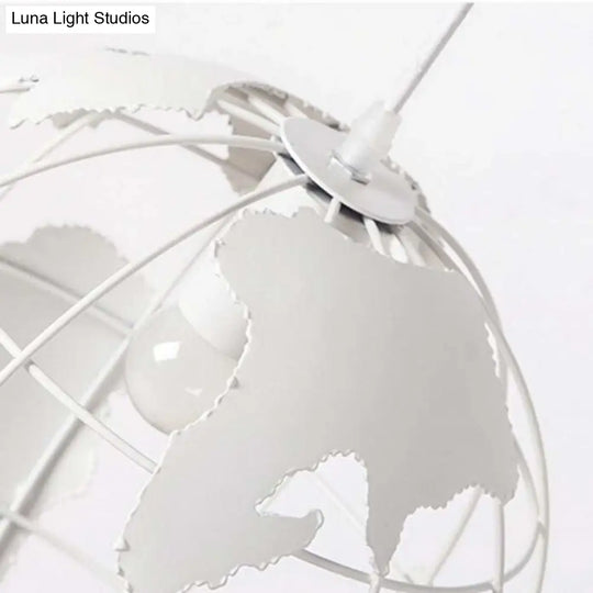 Industrial Metal Pendant Light - 1 8/12 Wide Globe Cage Design Living Room Hanging Lamp In