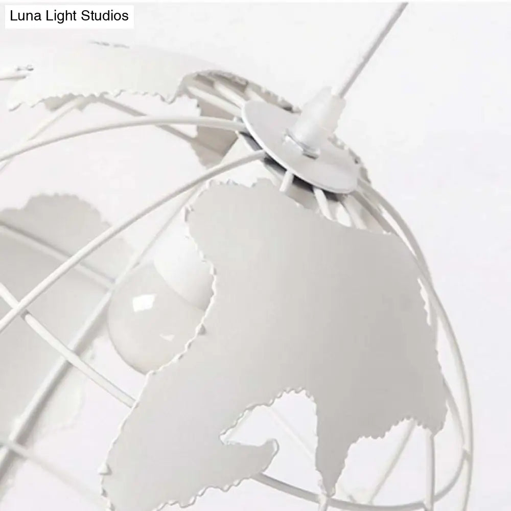 Industrial Metal Pendant Light: 1-Light Living Room Hanging Lamp Globe Cage Design (8’/12’