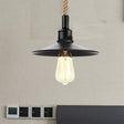 Industrial Metal Pendant Light - Flat/Cone Design 7/8.5 Width Single Living Room Hanging Lamp In