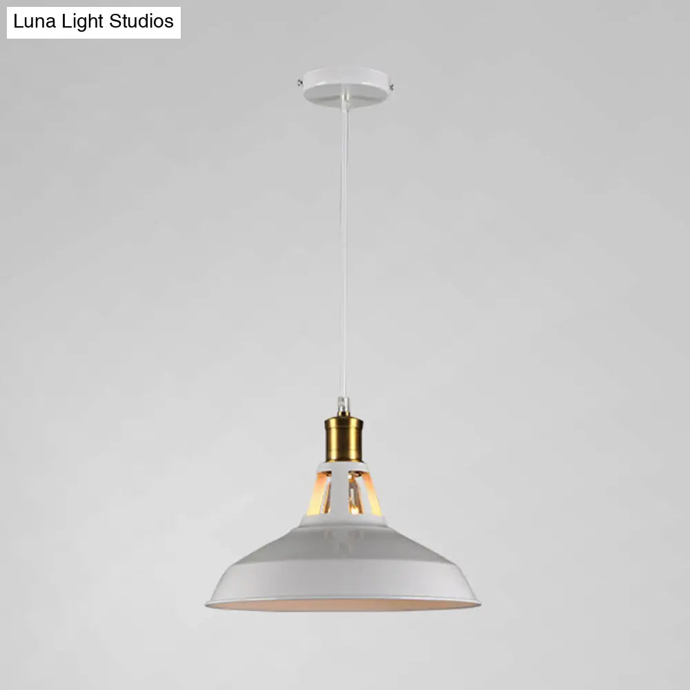 Industrial Style Metal Pendant Light Fixture For Shaded Restaurant - Hanging Kit White / 8