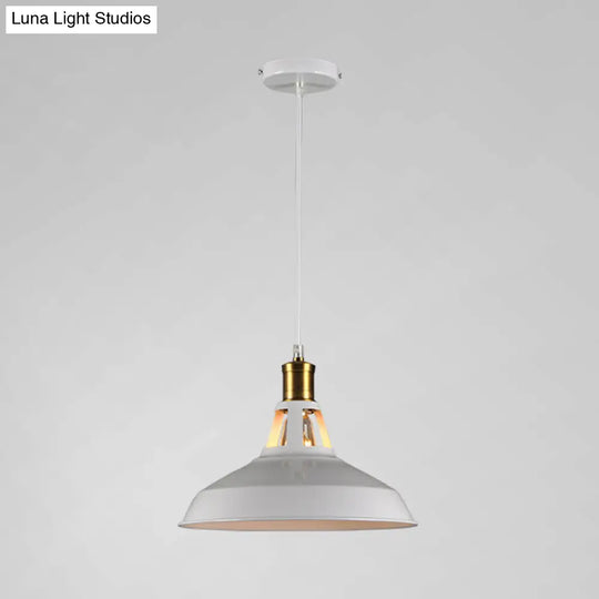 Industrial Style Metal Pendant Light Fixture For Shaded Restaurant - Hanging Kit White / 8