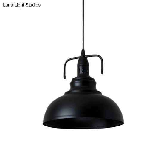 Industrial Metal Pendant Light With Adjustable Cord - 11.5/14 Black Dome Shade 1-Light Fixture For