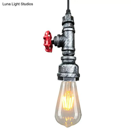 Industrial Metal Pendant Light With Exposed Bulb - Warehouse Suspension Down Lighting Silver