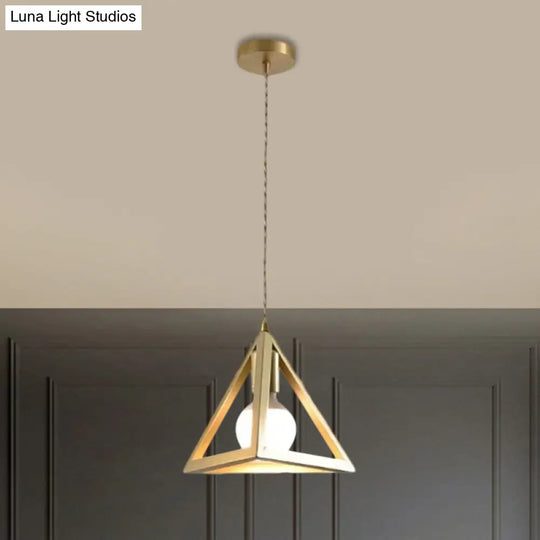 Industrial Metal Pendant Lighting With Gold Finish And Wire Frame For Dining Room - 1 Head