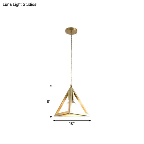 Industrial Metal Pendant Lighting With Gold Finish And Wire Frame For Dining Room - 1 Head