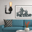 Industrial Metal Wall Sconce With Gauge/Faucet Decoration - Black 1-Light Mini Lighting For Living