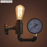 Industrial Metal Wall Sconce With Gauge/Faucet Decoration - Black 1-Light Mini Lighting For Living