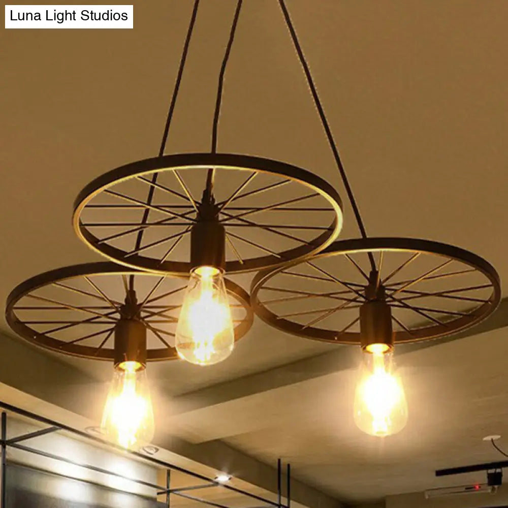Industrial Metal Wheel Shaped Pendant Light For Restaurants - Commercial Lighting