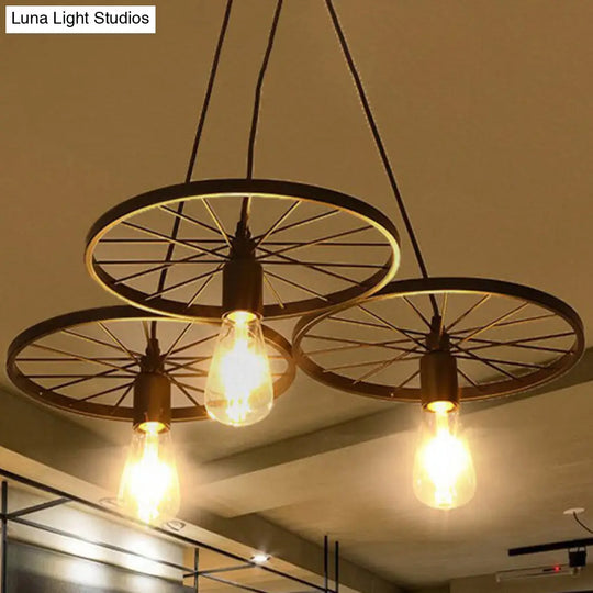Industrial Metal Wheel Shaped Pendant Light For Restaurants - Commercial Lighting