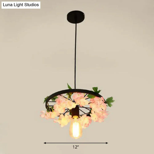 Industrial Metal Wheel Shaped Pendulum Pendant Light For Restaurants