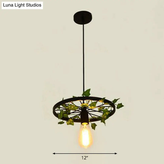 Industrial Metal Wheel Shaped Pendant Light For Restaurants - Commercial Lighting